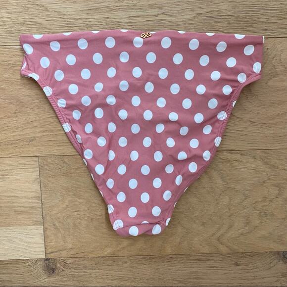 PQ Swim High Waist Pink Polka Dot Retro Bikini Bottom Small - Picture 3 of 5